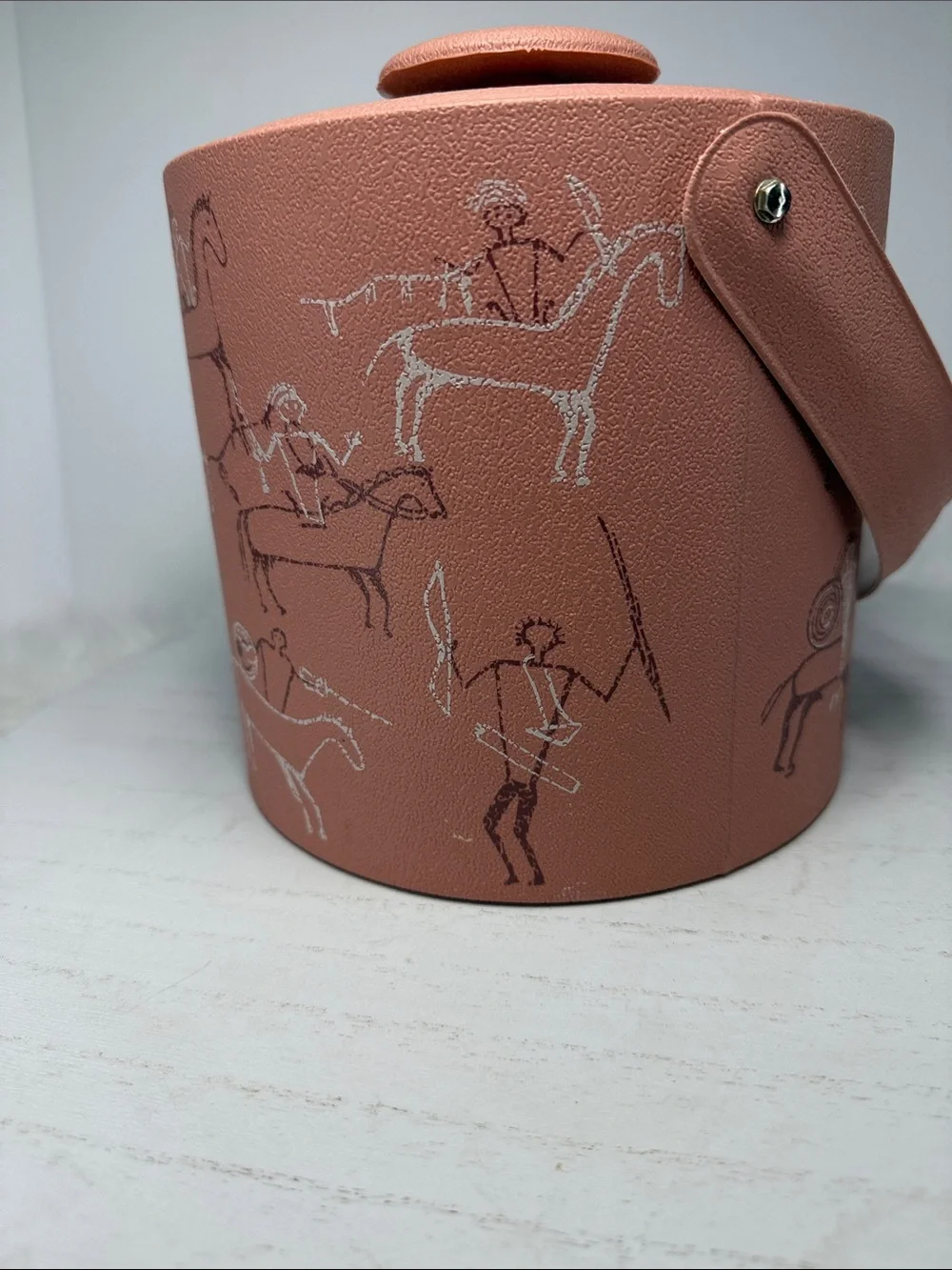 Vintage George Briars Pink Leatherette Ice Bucket with Handle